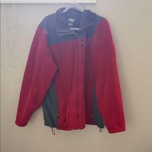 Men's Red and Gray Fleece Jacket L.L. Bean